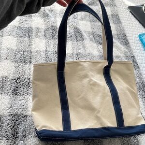 Canvas Tote Bag with Navy Accents